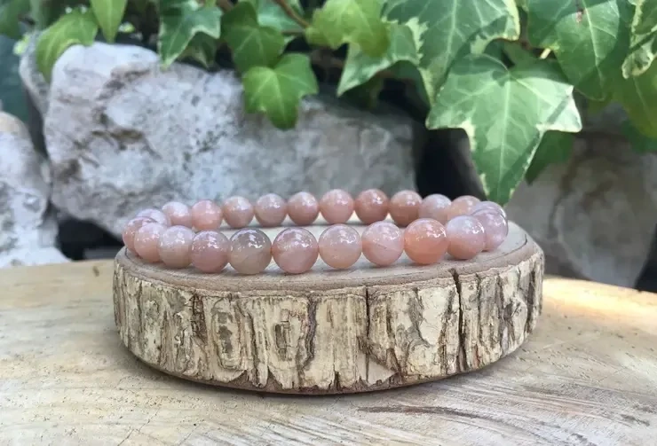 Bracelet Pierre de Lune rose AA+ - Intuition & Féminité