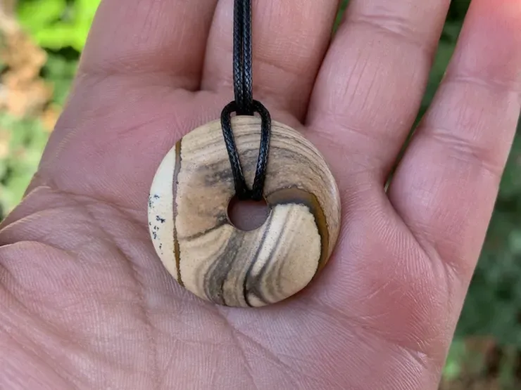 Pendentif donut Jaspe paysage AA naturelle — Afrique du sud Donut Jaspe paysage AA