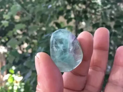 Galet plat Fluorine (Fluorite) Verte/Violette A Naturelle (17 g) - Chine