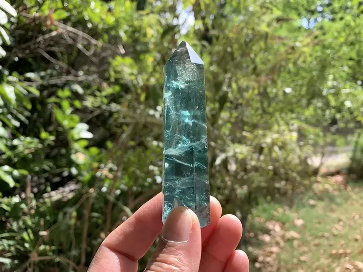 Pointe 6 faces Fluorine Verte Extra Chine - Cristal Top Qualité (la meilleure)