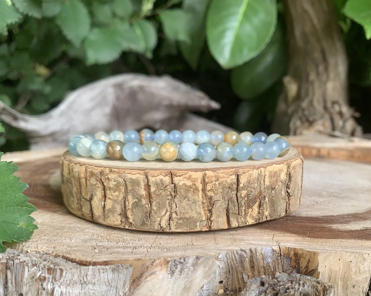 Bracelet Calcite Bleue sur gangue AA naturelle — Mexique