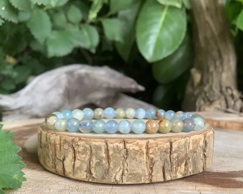 Bracelet Calcite Bleue sur gangue AA naturelle — Mexique