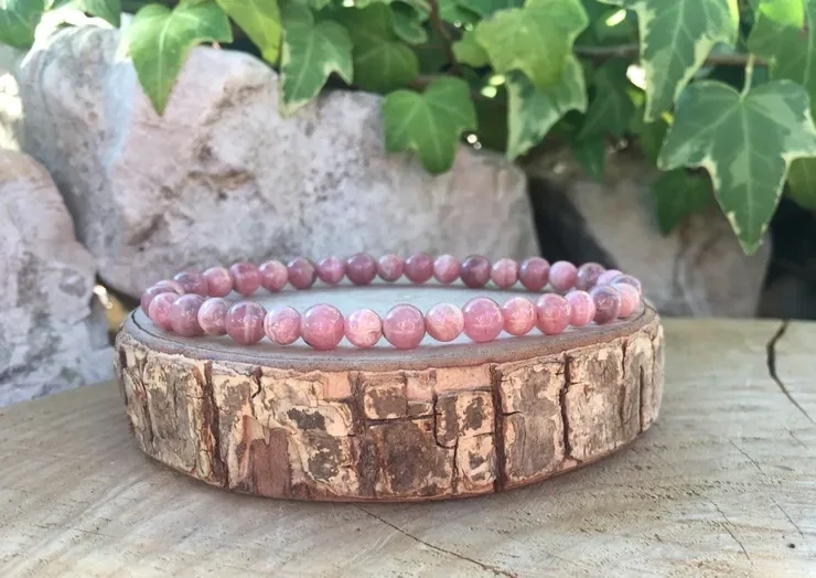 Bracelet Rhodochrosite AA+ naturelle — Perles de haute qualité — Argentine