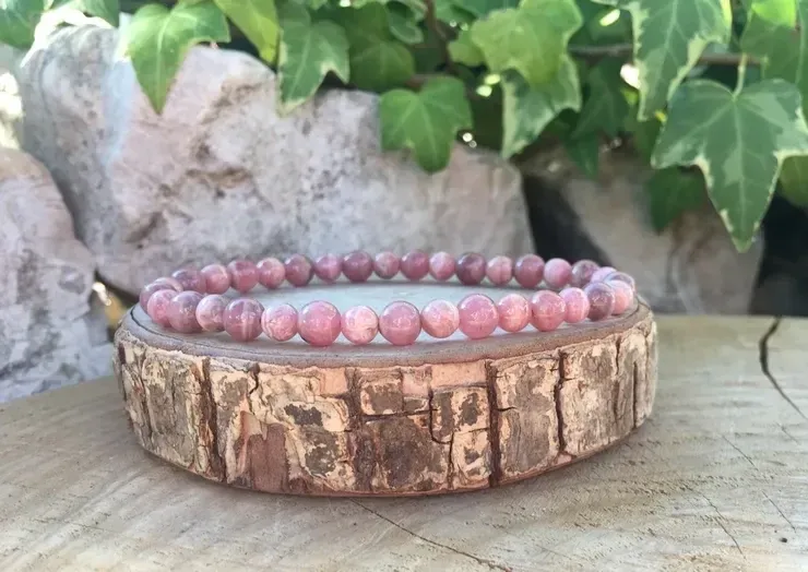 Bracelet Rhodochrosite AA+ naturelle — Perles de haute qualité — Argentine