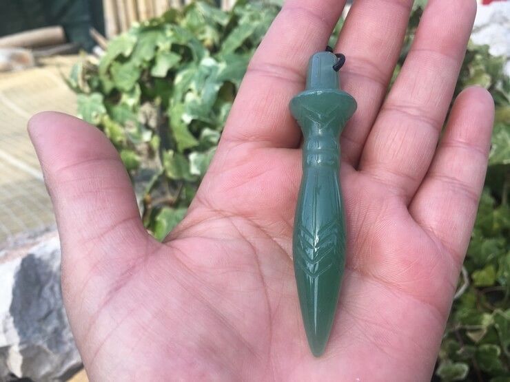 Pendule égyptien radiesthésie — Thot Aventurine verte AAA naturelle — Fait main