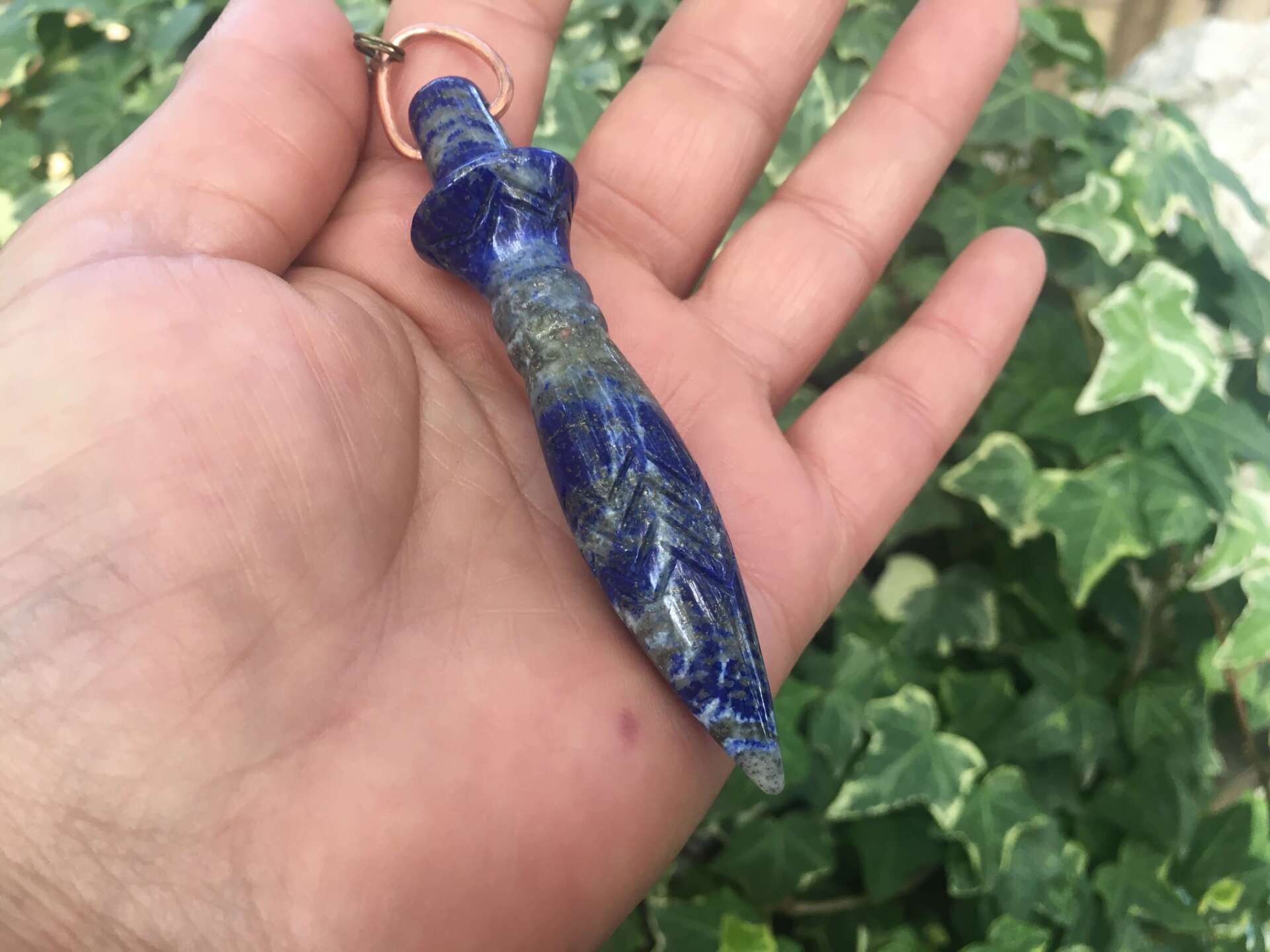 Pendule égyptien fait main — Thot Lapis-lazuli AAA naturel — Radiesthésie