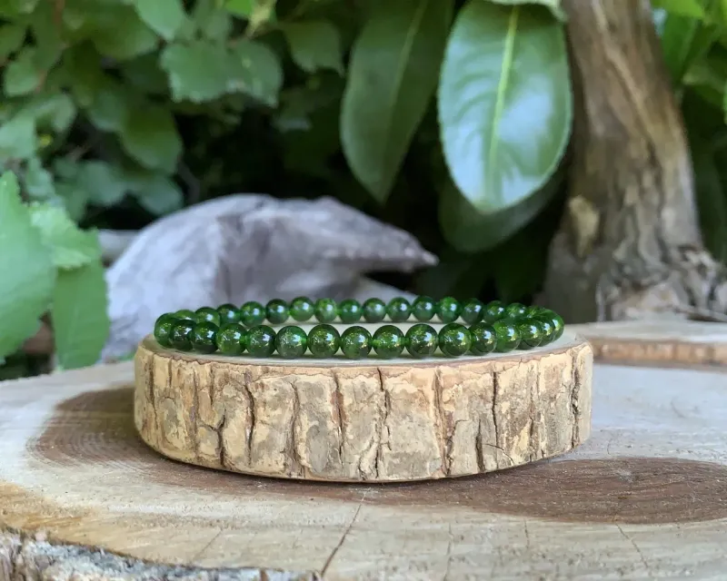 Bracelet Dioptase AA+ naturel — Pierre haut de gamme — Namibie Bracelet pierre haut de gamme Dioptase AA+