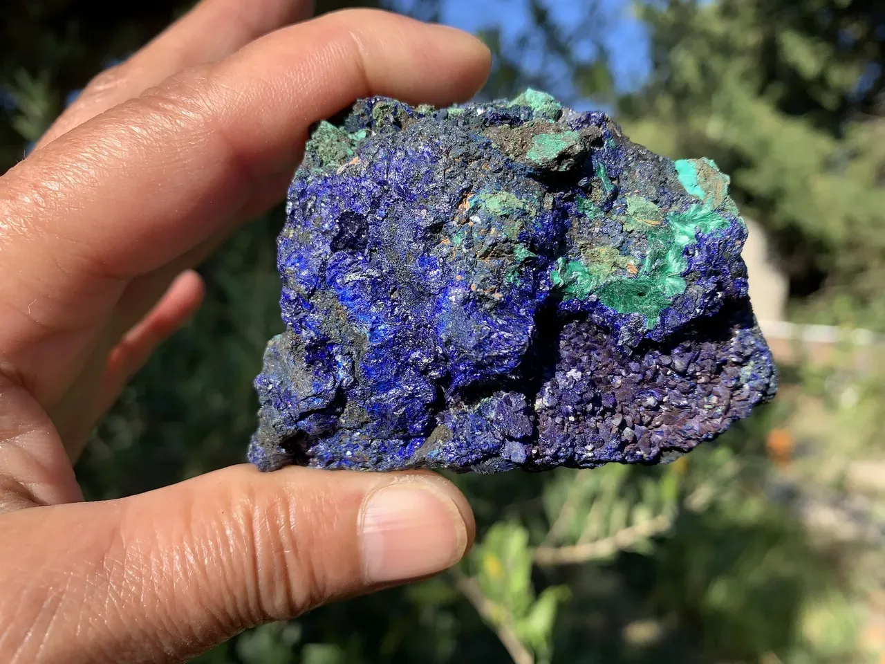 Azurite–malachite brute naturelle du Pérou — Pièce de collection