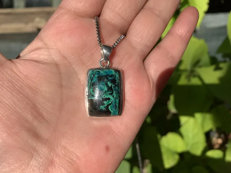 Azurite Malachite AA sertie Argent 925 