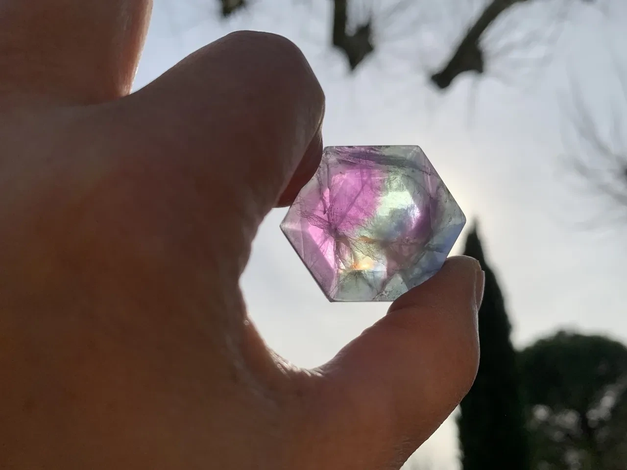 Hexagone Fluorine ou Fluorite Arc-en-ciel AA+ naturelle — Chine