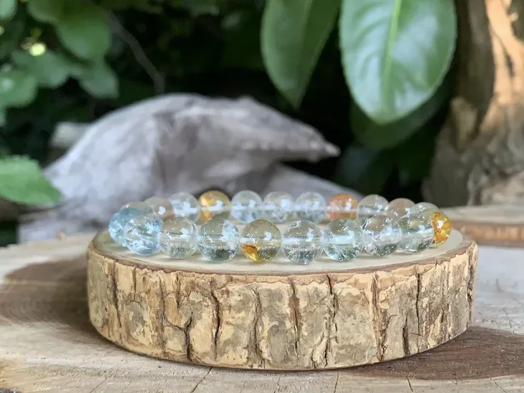 Bracelet Topaze AAA Naturelle Brésil - Éveil spirituel et Vitalité - Pierre Très Haut de Gamme Top Qualité (la meilleure) Bracelet Topaze AAA Naturelle Éveil spirituel et Vitalité