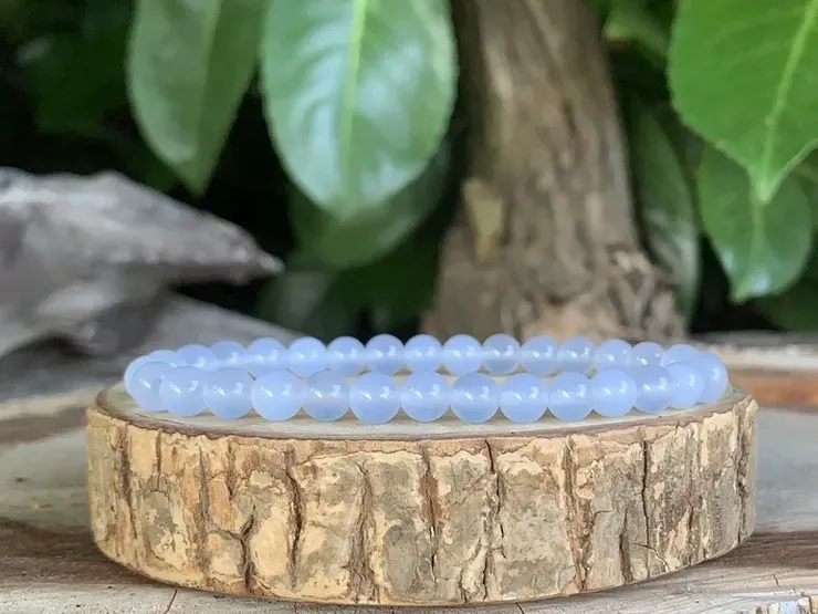 Bracelet Calcédoine bleue AAA 