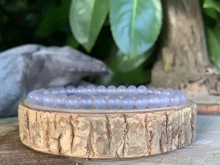 Bracelet Calcédoine violette AAA naturelle — Perles de haute qualité — Brésil Bracelet Calcédoine violette AAA