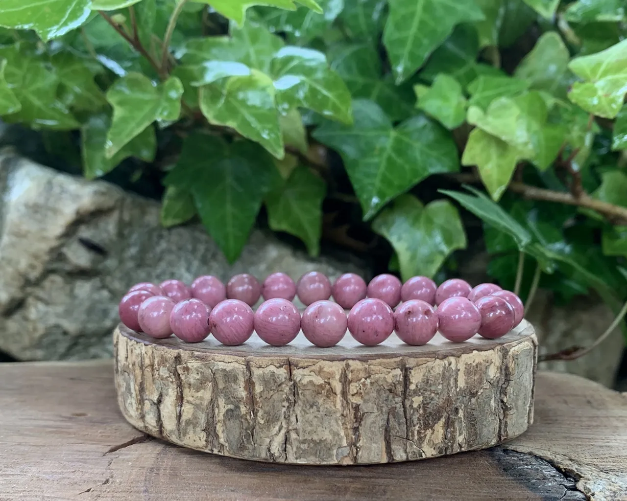 Bracelet Rhodonite AA naturelle — Madagascar