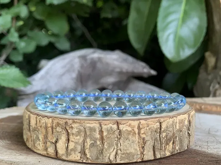 Bracelet Topaze Bleue AAA - Zimbabwe - Pierre Naturelle Rare Très Haut de Gamme Top Qualité (la meilleure) Bracelet Topaze Bleue AAA