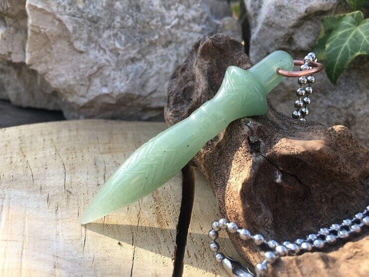 Pendule radiesthésie professionnelle — Thot Aventurine verte AAA naturelle — fait main