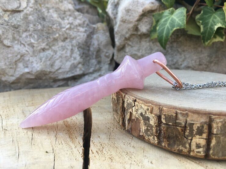 Pendule de Thot Quartz rose AAA naturelle — Radiesthésie professionnelle