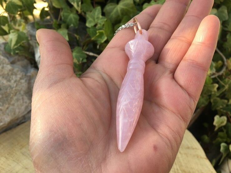 Pendule de Thot Quartz rose AAA naturelle — Radiesthésie professionnelle