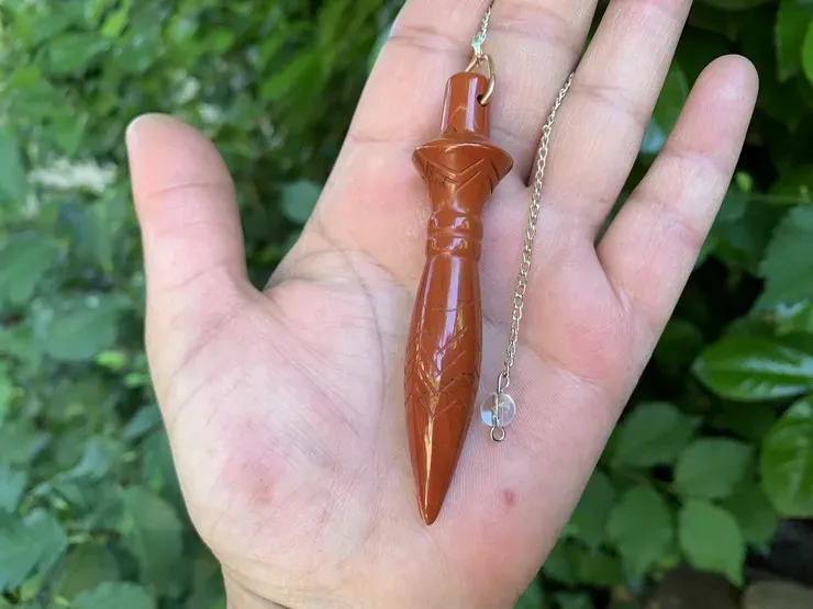 Pendule de Thot Jaspe Rouge Naturel Extra – Pendule Égyptien de Radiesthésie – Fait main