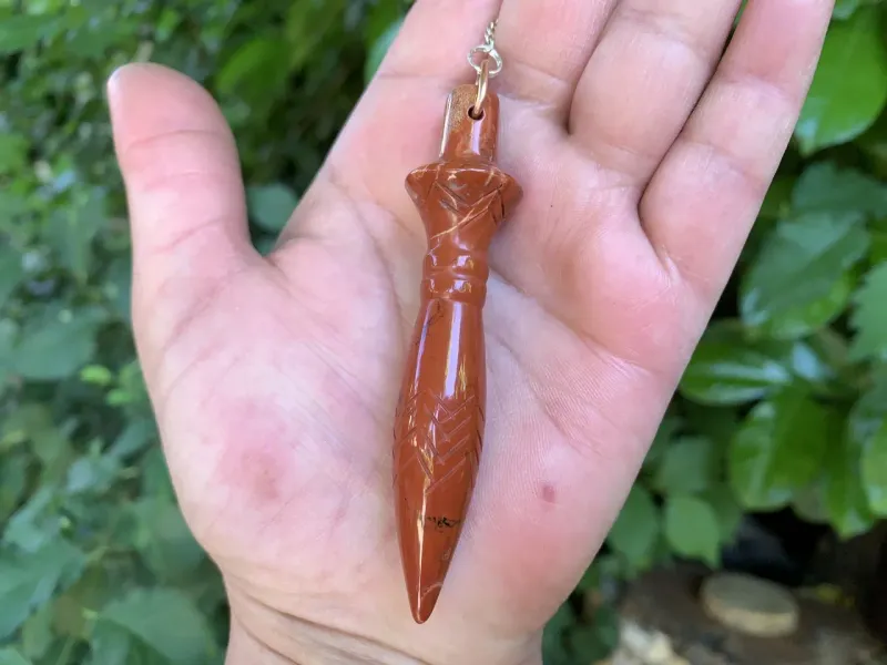 Pendule de Thot Jaspe Rouge Naturel Extra – Pendule Égyptien de Radiesthésie – Fait main