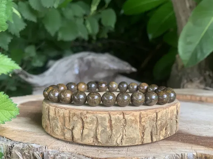 Bracelet perles naturelles 8,5 mm Bronzite
