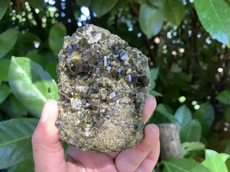 Épidote cristallisée sur matrice - Grand spécimen de collection - Pérou Épidote cristallisée sur matrice - Grand spécimen de collection - Pérou