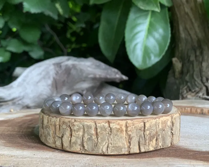 Bracelet Pierre de lune noire AAA naturelle — Perles de haute qualité — Inde