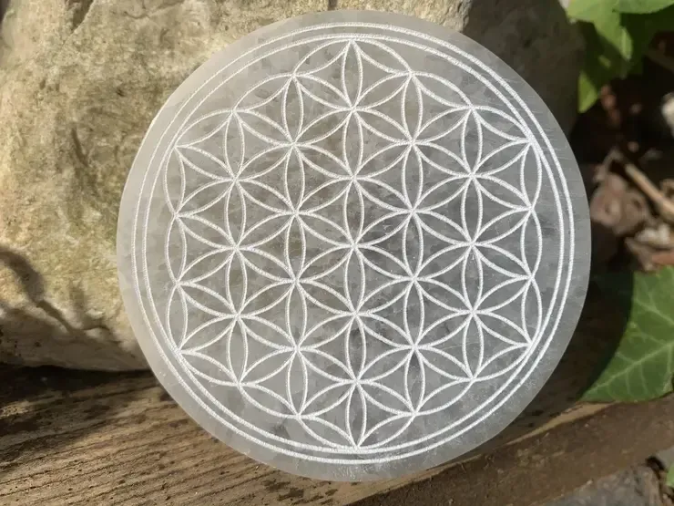 Fleur de Vie Sélénite A+ naturelle - Purification & Rechargement