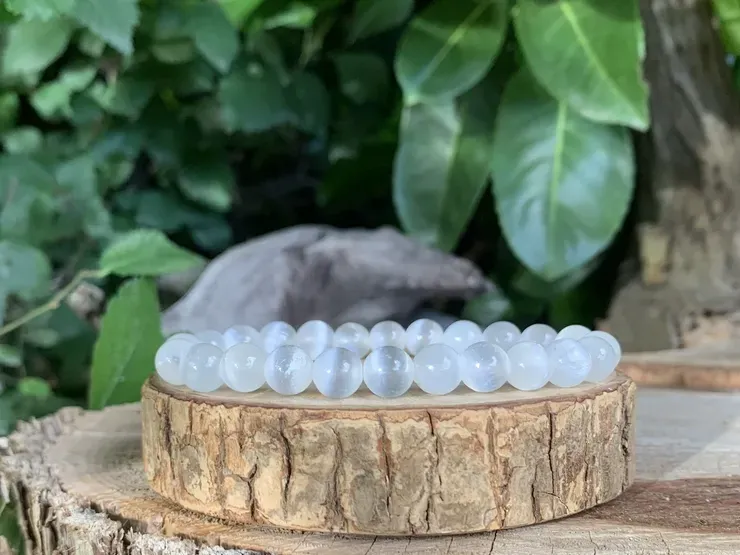Bracelet Sélénite AA naturelle — Maroc