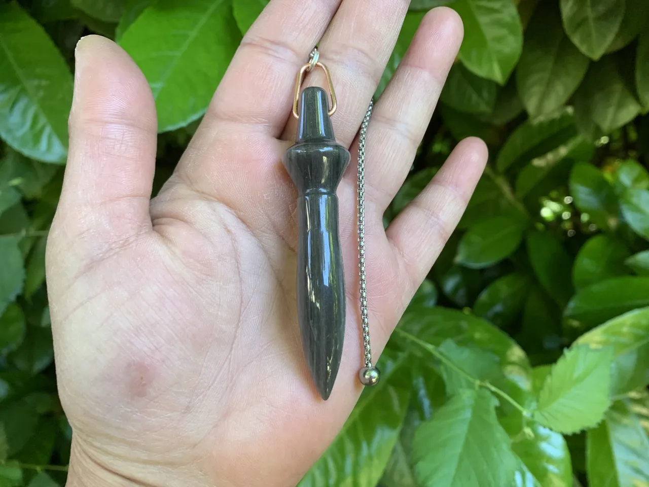 Pendule de Thot en Obsidienne Argentée Naturelle – Grade Extra – Radiesthésie