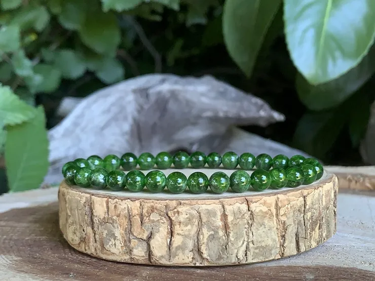 Bracelet pierre haut de gamme Diopside Vert AA+ 