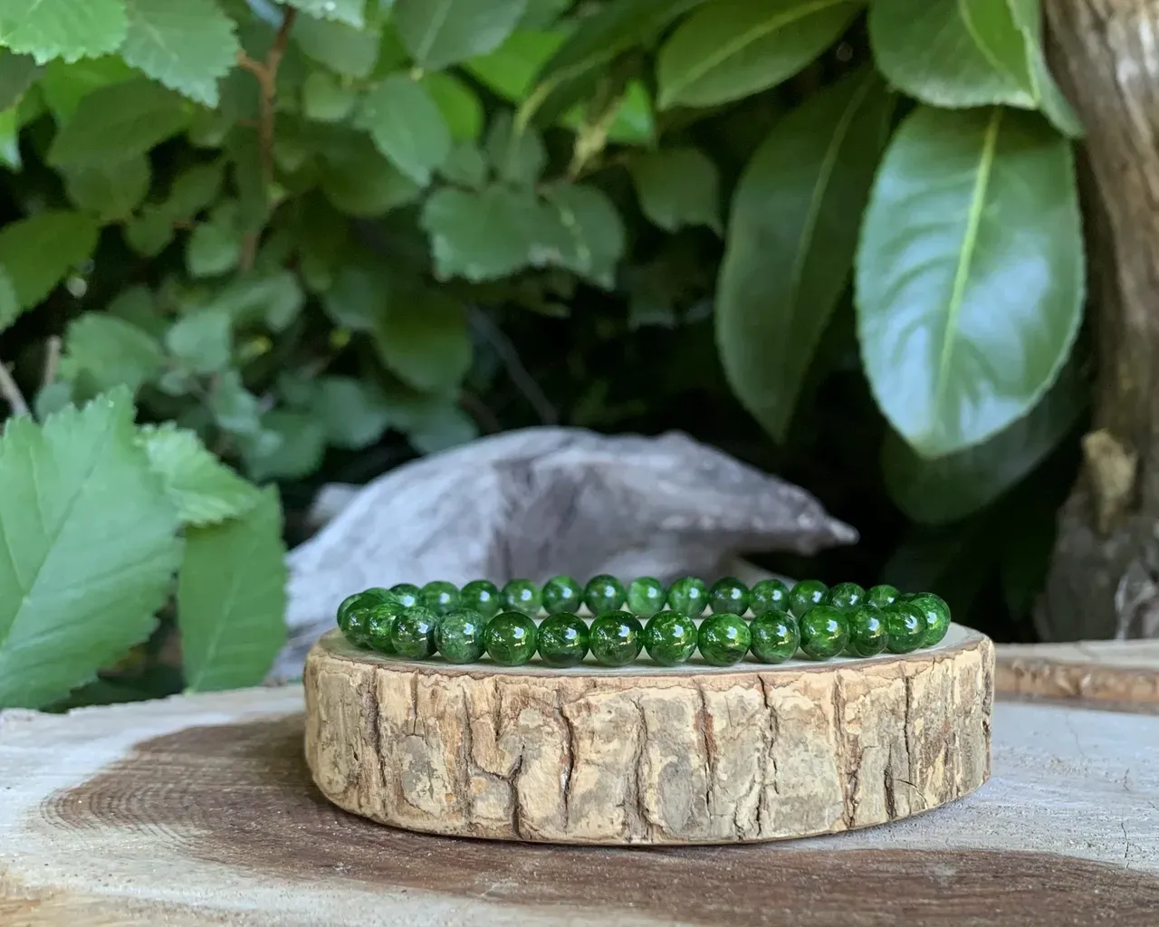 Bracelet pierre haut de gamme Diopside Vert AA+ 