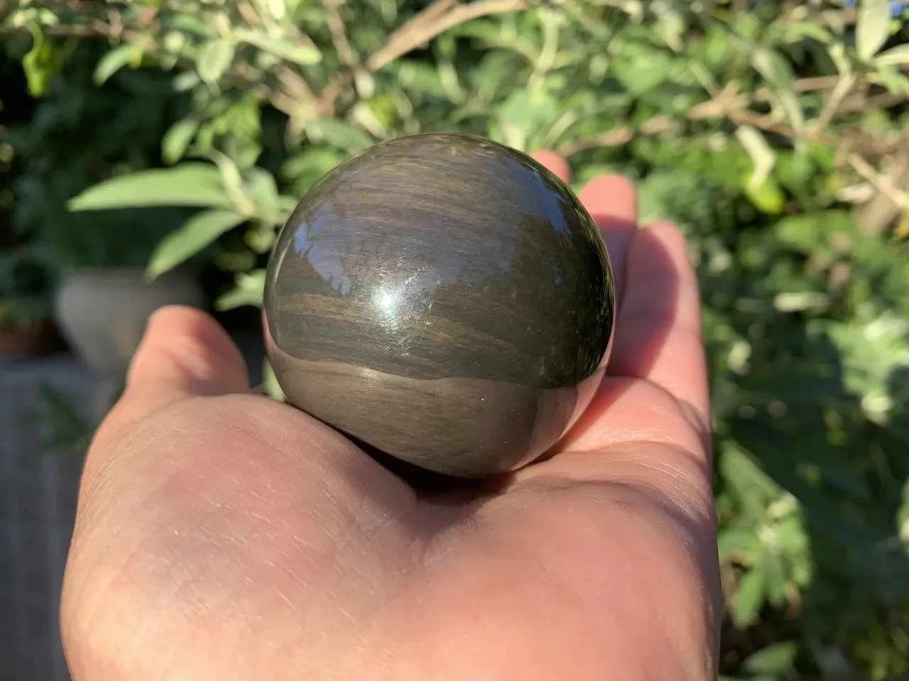 Sphère d’Obsidienne Manta Huichol bandée AA naturelle | Cristal pour praticiens énergétiques