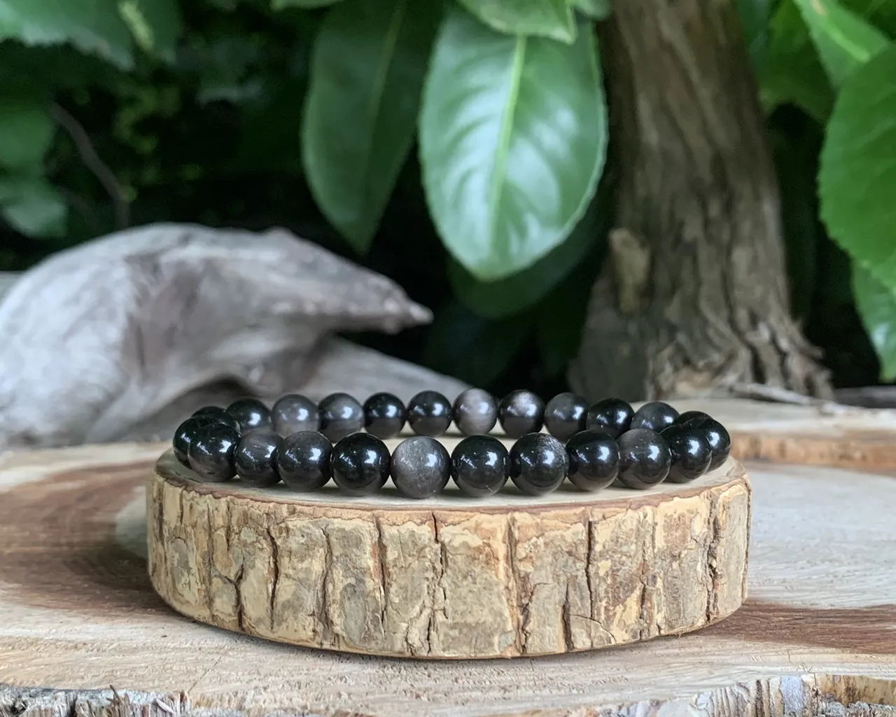 Bracelet Obsidienne Argentée AA Mexique Rare