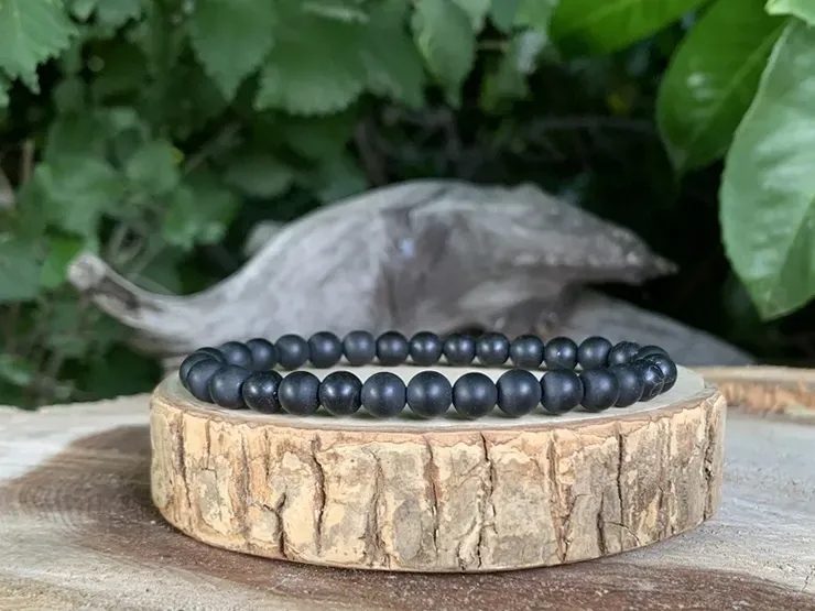 Bracelet perles naturelles 6 mm Tourmaline Noire