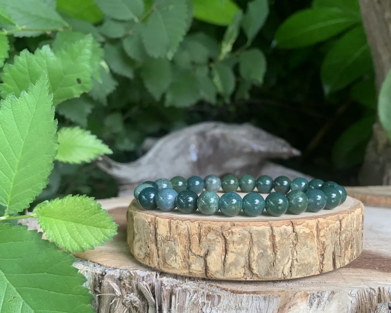 Bracelet Agate Mousse A+ Équilibre l'aura - Pierre Naturelle Brésil