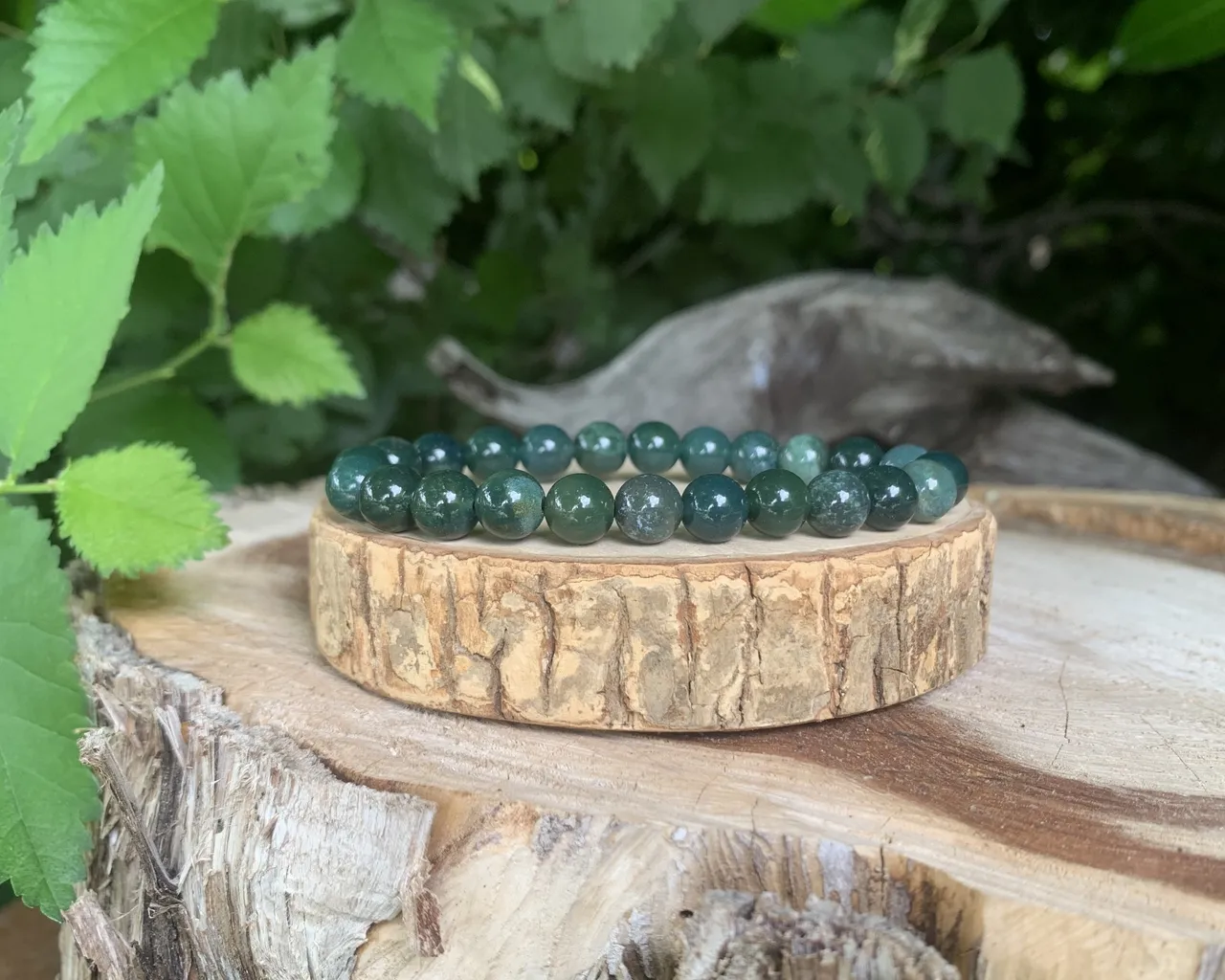 Bracelet Agate mousse A+ naturelle — Brésil