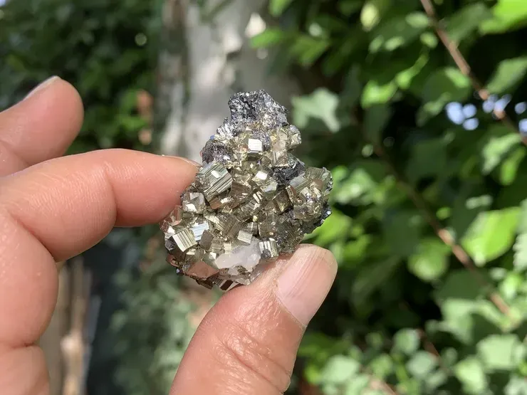 Pyrite cubique et sphalérite sur matrice de quartz- Brésil