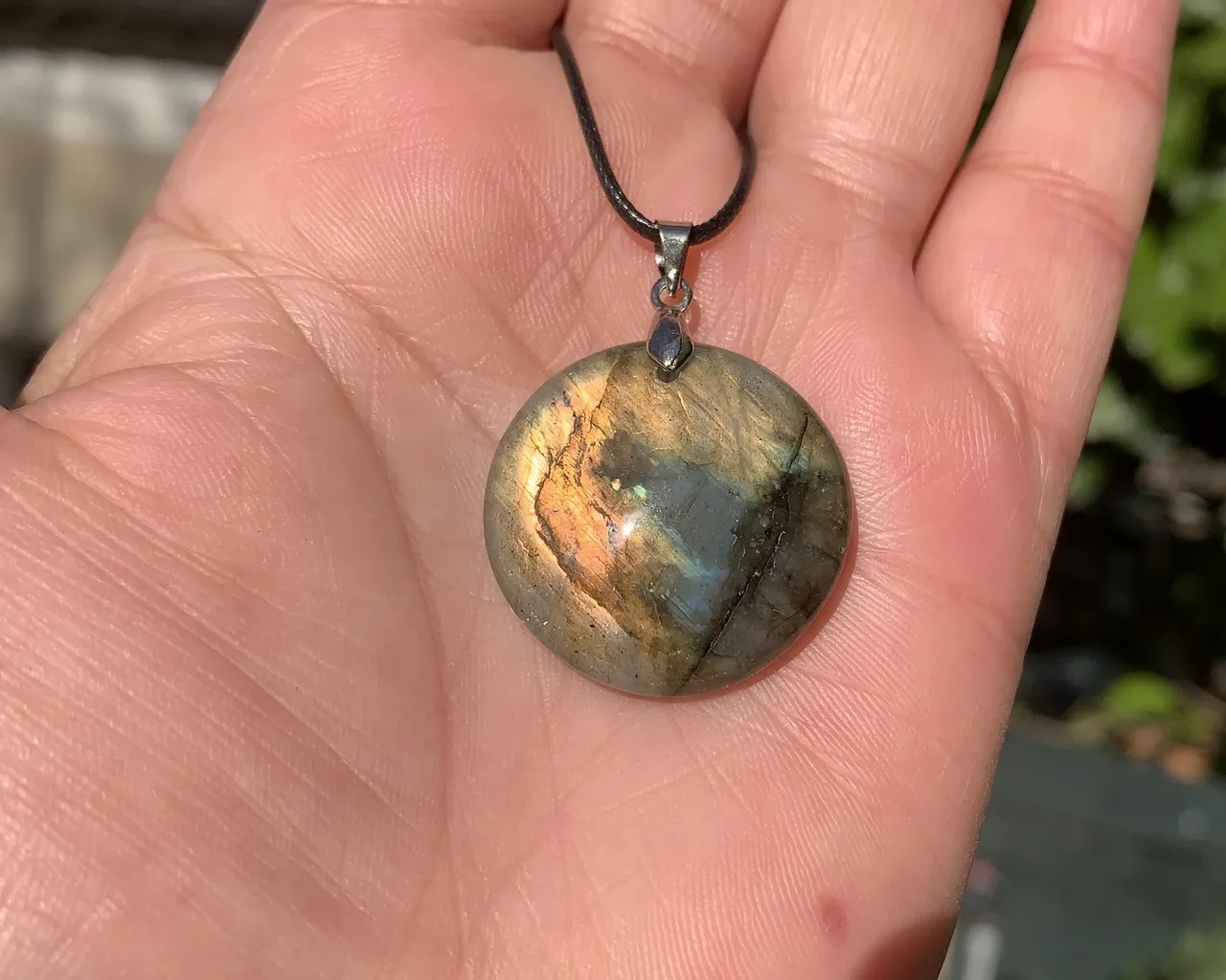 Pendentif Labradorite AA et cordon - Pierre Naturelle Qualité Exceptionnelle Madagascar