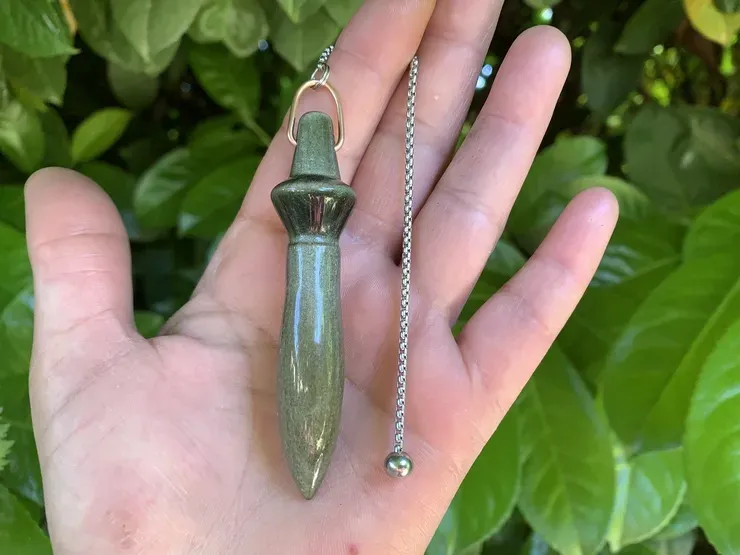 Pendule de Thot en Obsidienne Dorée Naturelle – Grade Extra – Radiesthésie