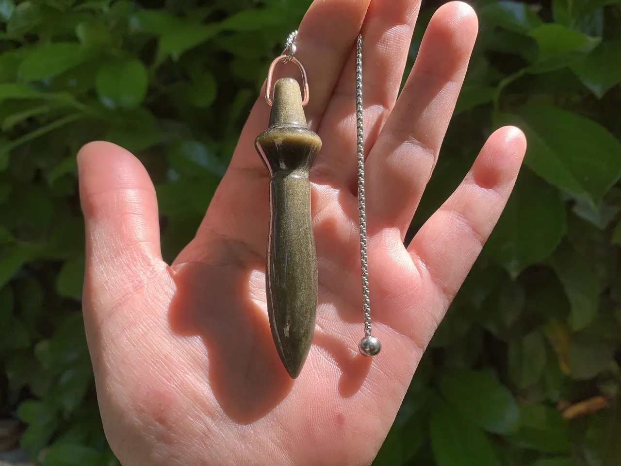 Pendule de Thot en Obsidienne Dorée Naturelle – Grade Extra – Radiesthésie