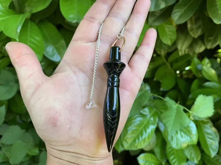Pendule de Thot en Obsidienne Noire Naturelle – Qualité AA – Fait main