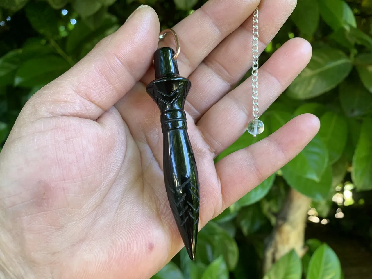 Pendule de Thot en Obsidienne Noire Naturelle – Qualité AA – Fait main