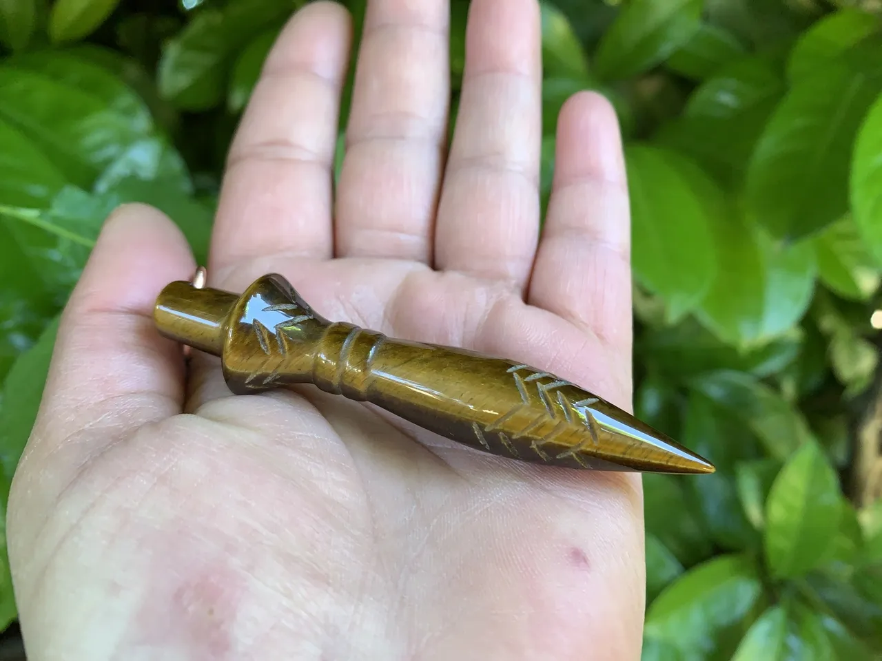 Pendule de Thot en Œil de Tigre Naturel – Grade Extra – Radiesthésie