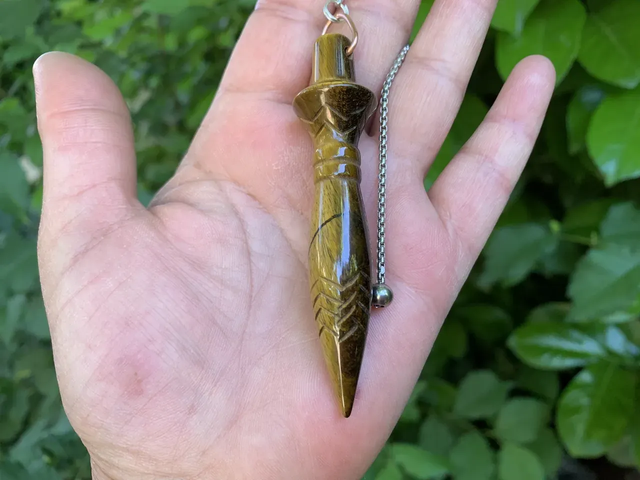 Pendule de Thot Œil de Tigre Extra – Pendule Égyptien de Radiesthésie