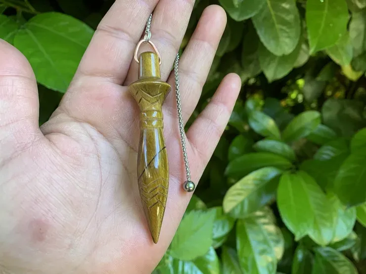 Pendule de Thot Œil de Tigre Extra – Pendule Égyptien de Radiesthésie