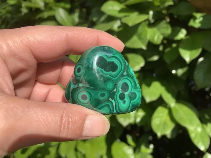 Galet semi-poli en Malachite Chrysocolle AA naturelle - Congo