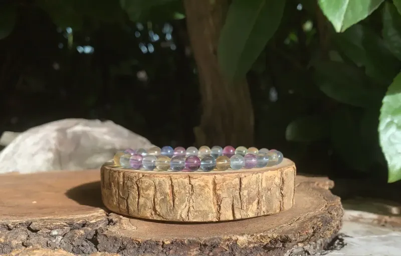 Bracelet Fluorite multicolore naturelle AAA — Chine