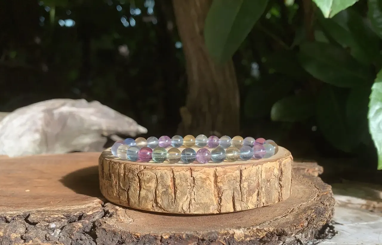 Bracelet Fluorite multicolore naturelle AAA - Intellect & Idées de génie
