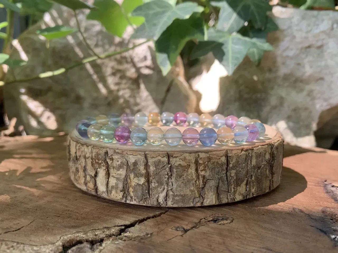 Bracelet Fluorite multicolore naturelle AAA — Chine